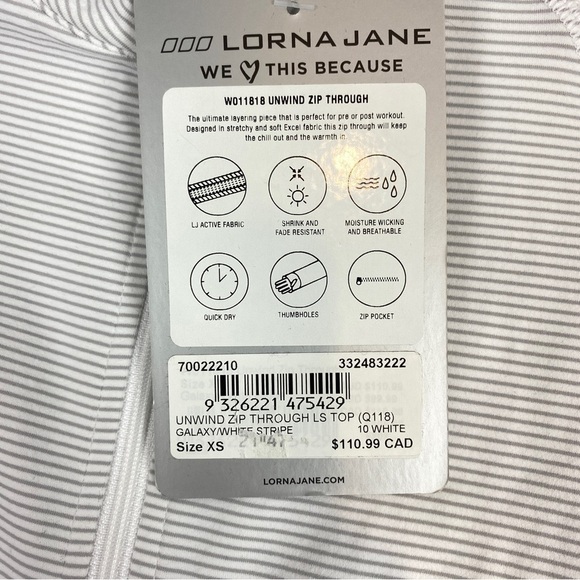 NEW Lorna Jane Unwind Zip Through Activewear Top XS Quick Dry Thumb Holes NWT - Picture 11 of 14